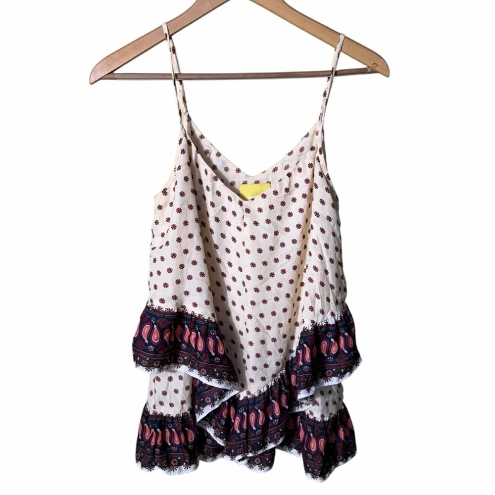 Anthropologie Maeve Buteh Borders Ruffle Tiered Camisole Size Small